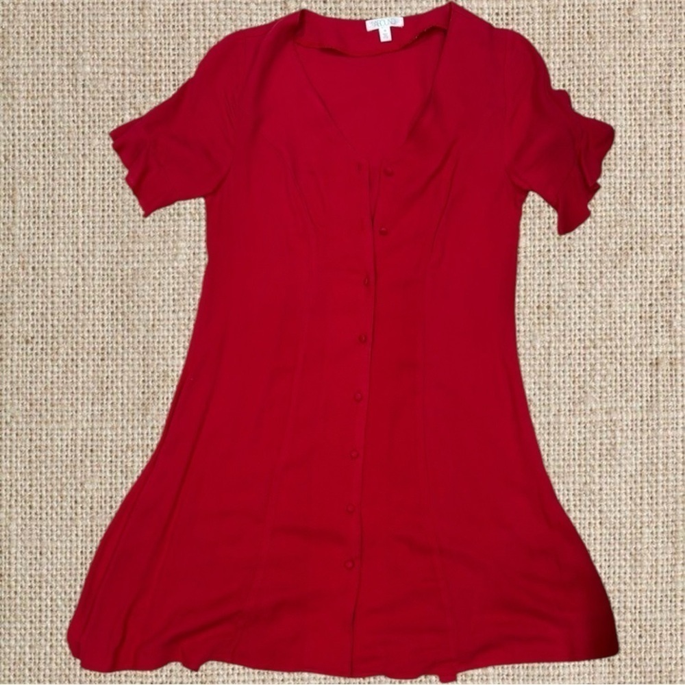 Red Button-Down Women's Top - Picture 6 of 6